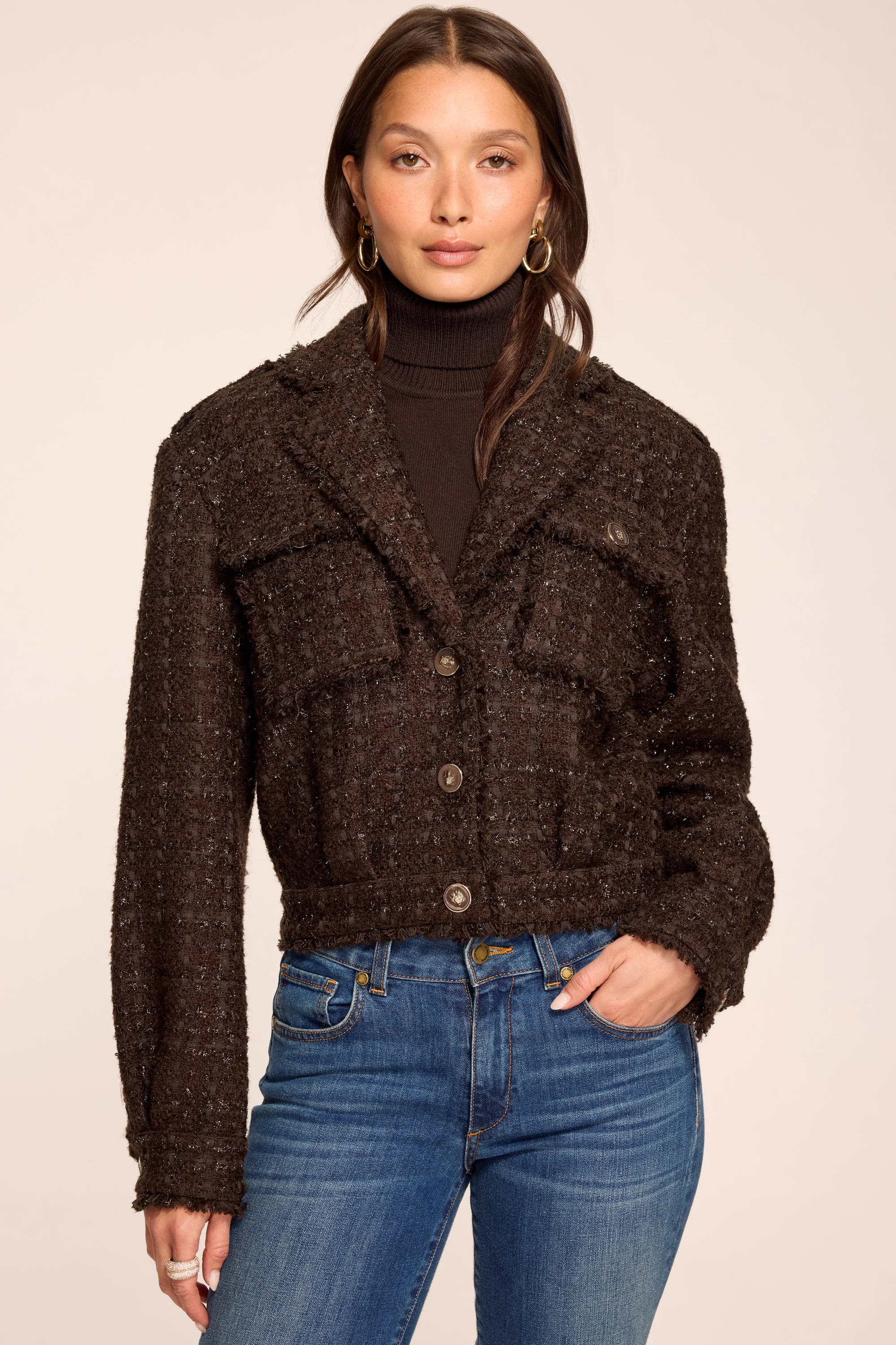 Wendy Lurex Tweed Cropped Jacket - 1