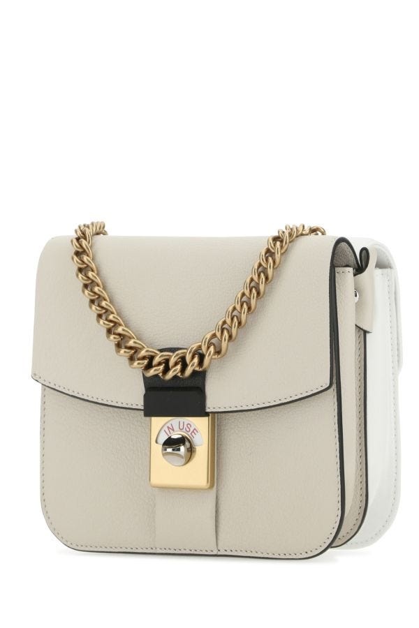 Two-tone leather and cotton New Lock Square handbag - 3