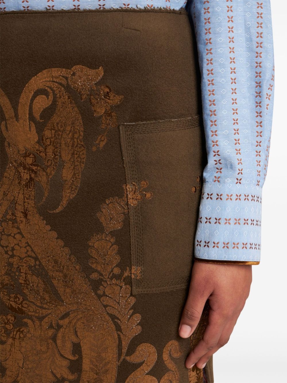 printed metallic-effect mini skirt - 4