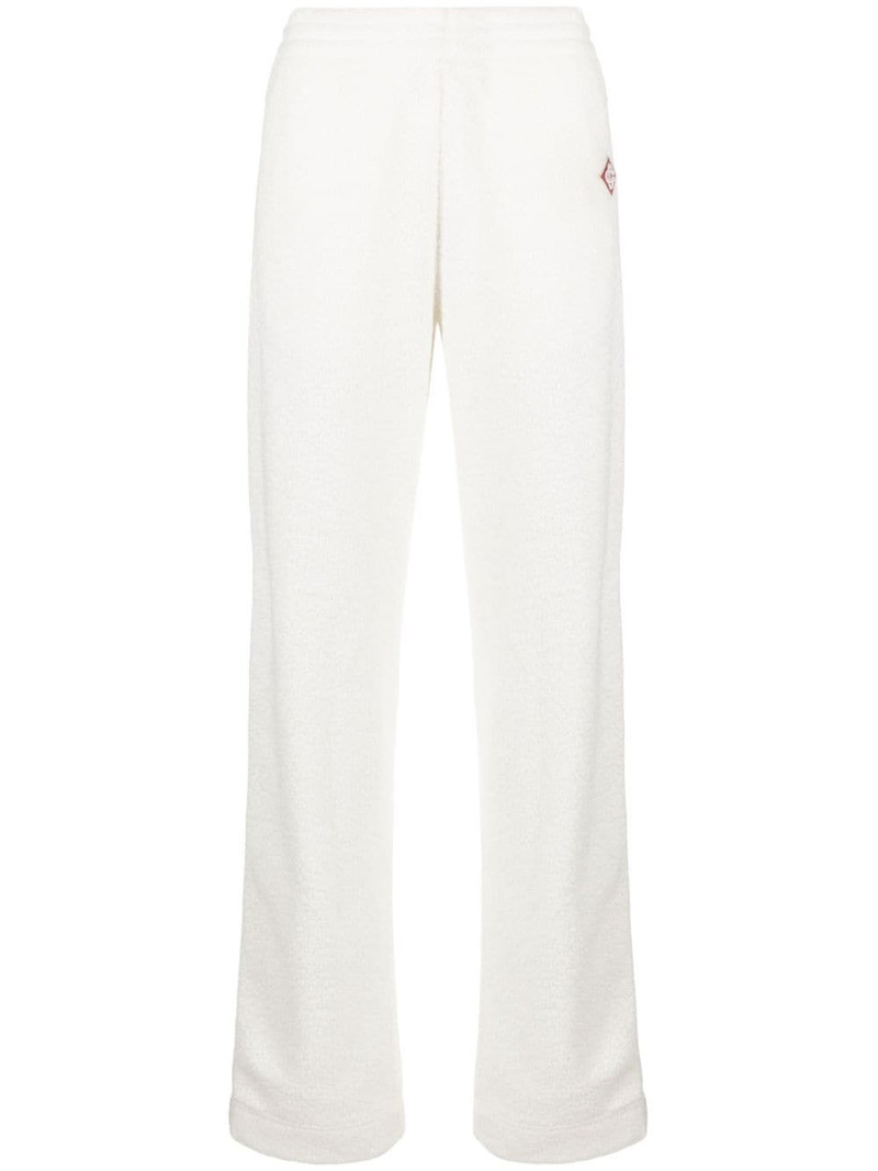 logo-patch side-stripe fleece track pants 1