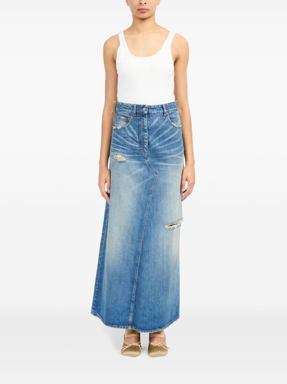 logo-patch midi skirt - 2