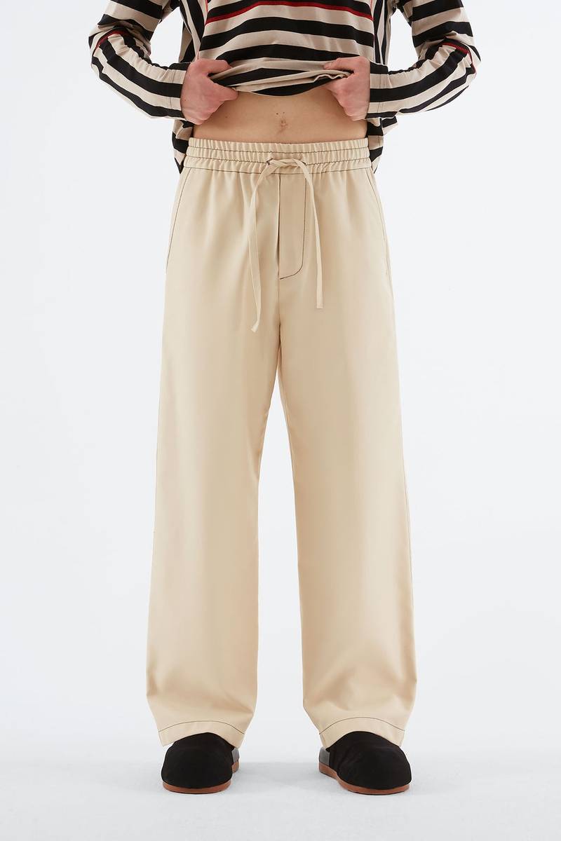 BEIGE ELASTIC PANTS 1