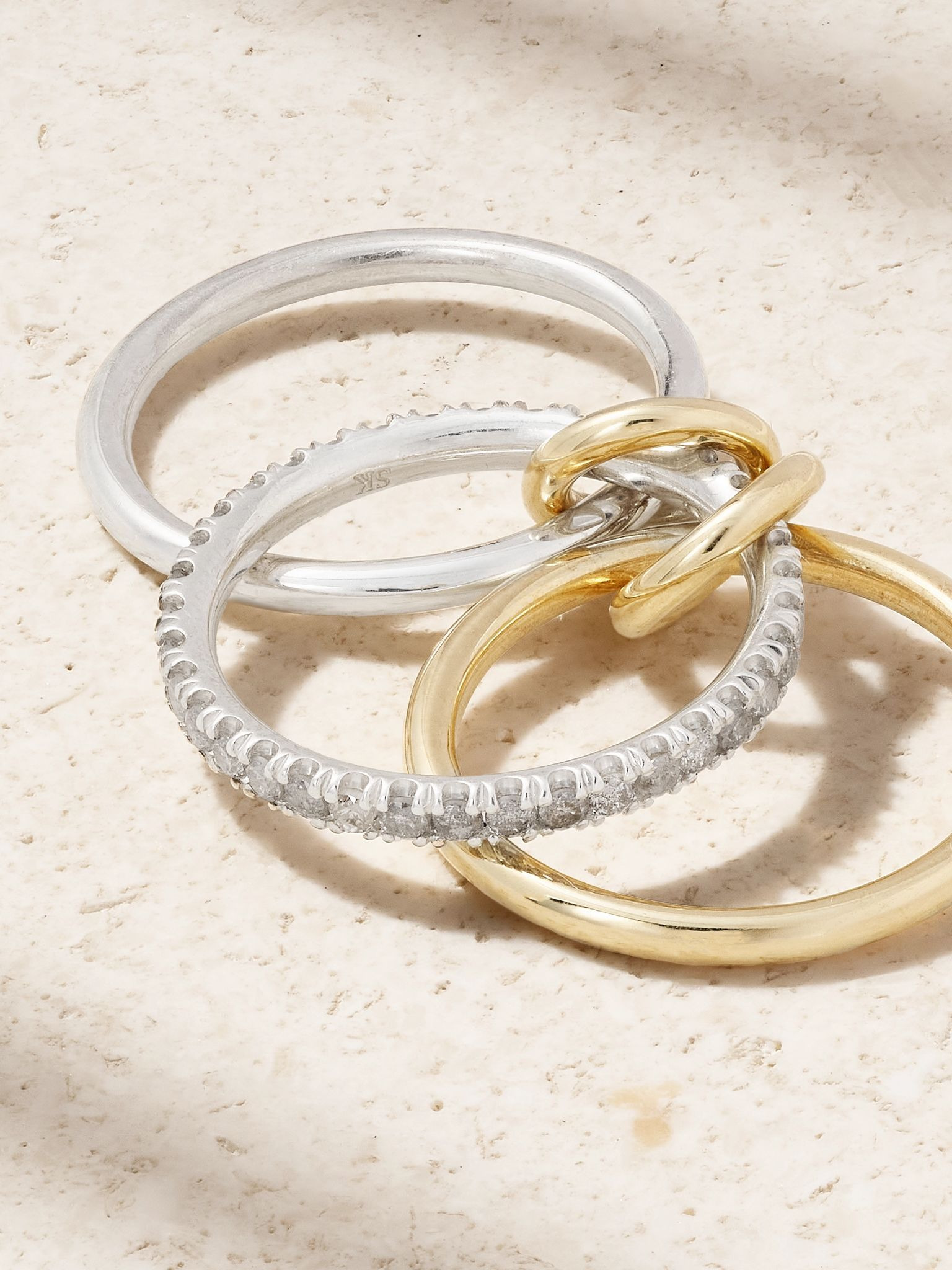 Tigris 18-karat gold, sterling silver and diamond ring Gold - 4