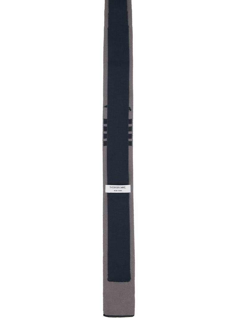 Thom Browne Navy & Gray Geese Icon Jacquard Knit Tie outlook