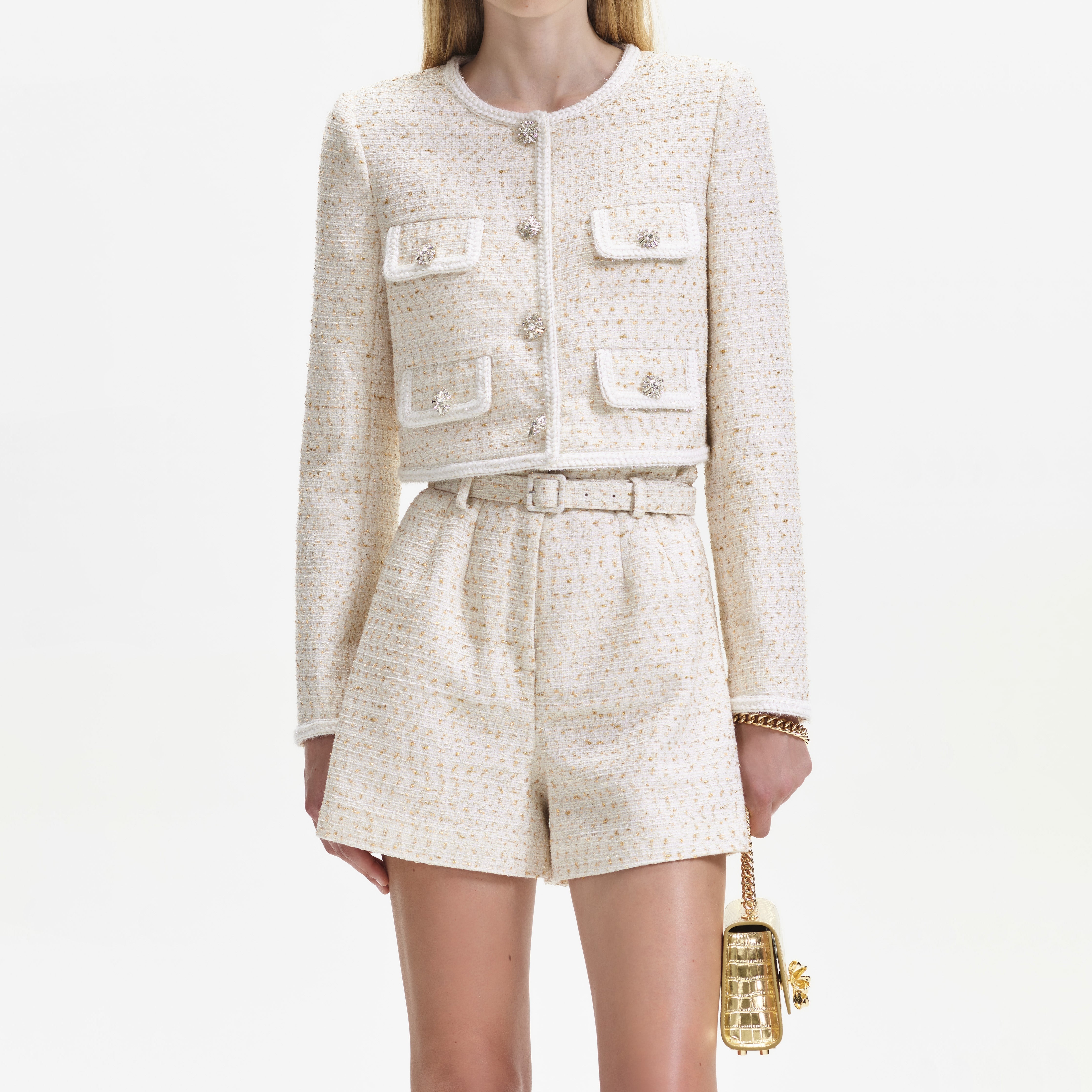 Cream Boucle Short - 4