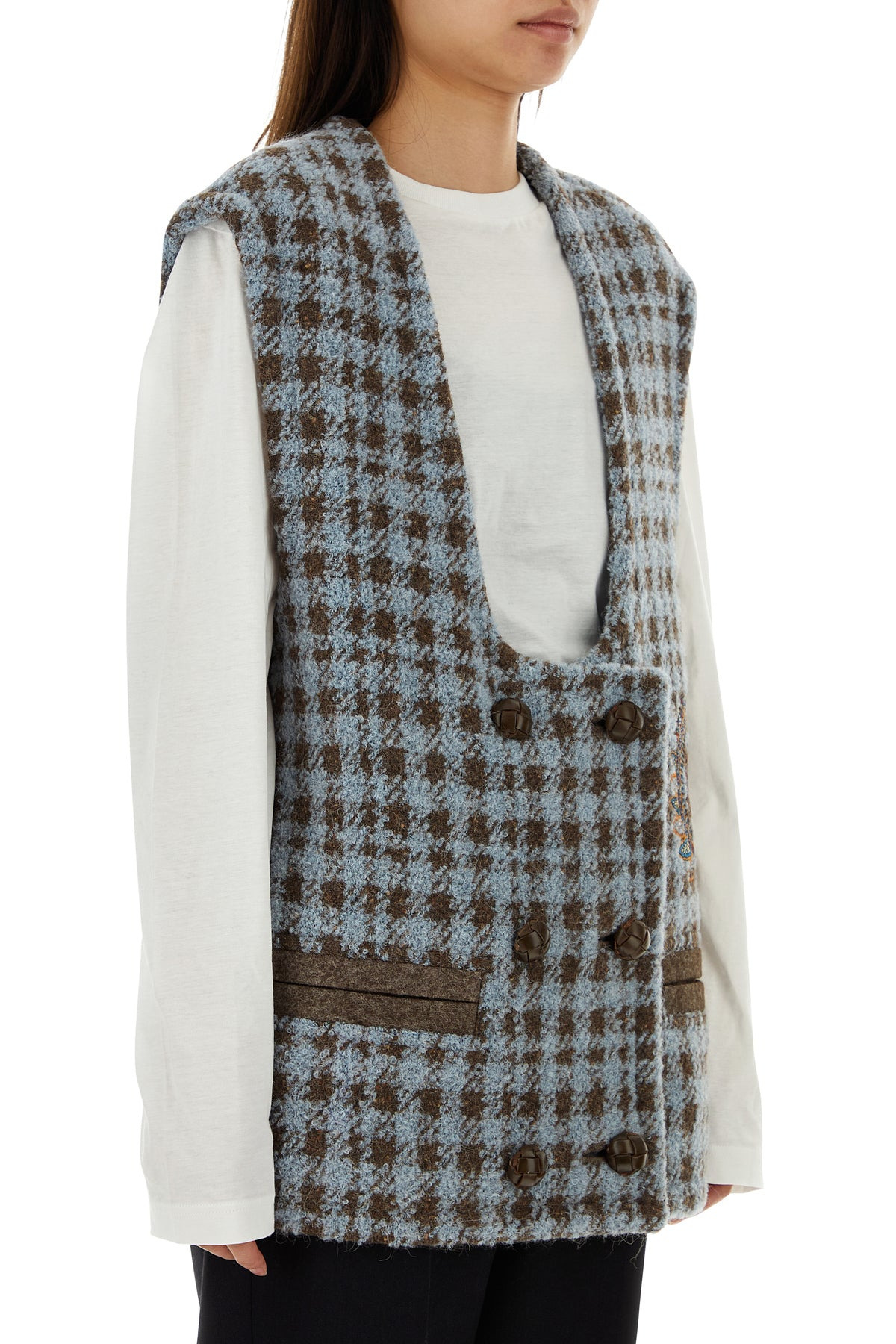 Embroidered wool blend vest - 3