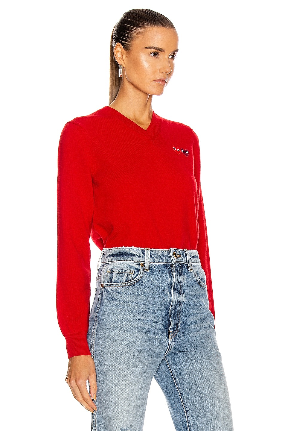 Double Emblem V Neck Sweater - 2