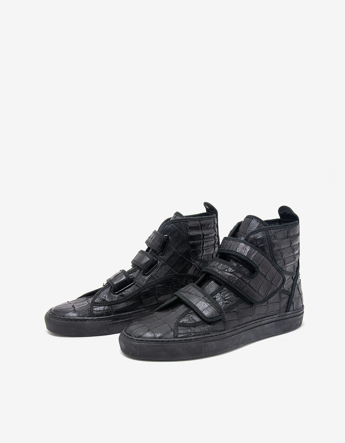 Raf Simons Black Croc Effect High Top Trainers - 6
