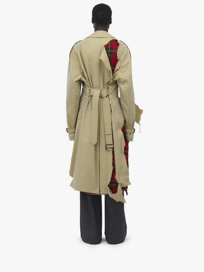 Distressed Tartan Trench Coat 4