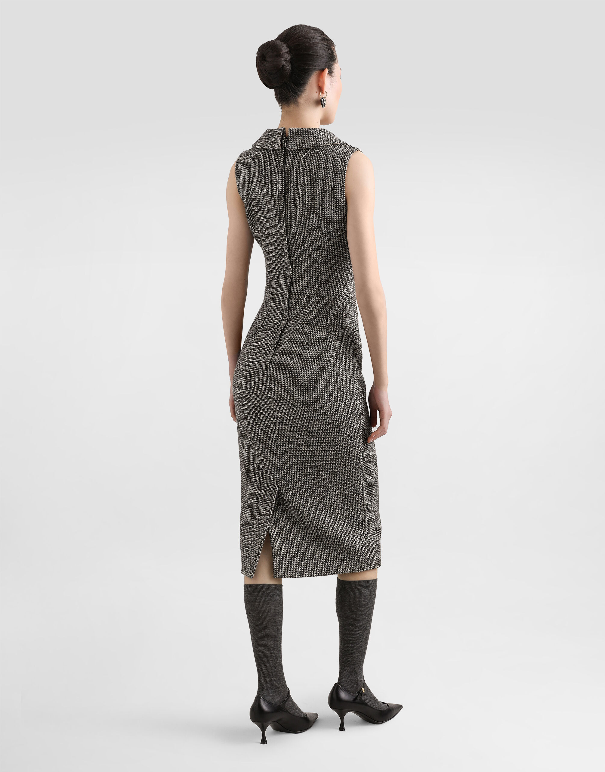 Long dotted wool blend dress - 3