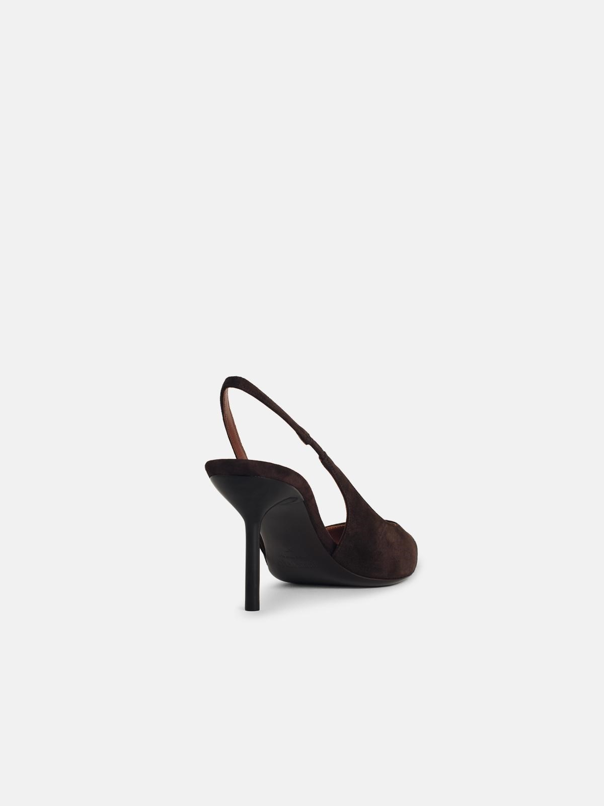 'LIDIA' BROWN SUEDE SLINGBACKS - 3