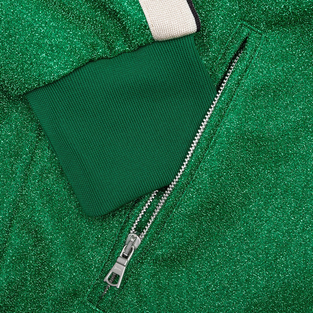 PALM ANGELS LUREX TRACK JACKET - GREEN/WHITE - 4