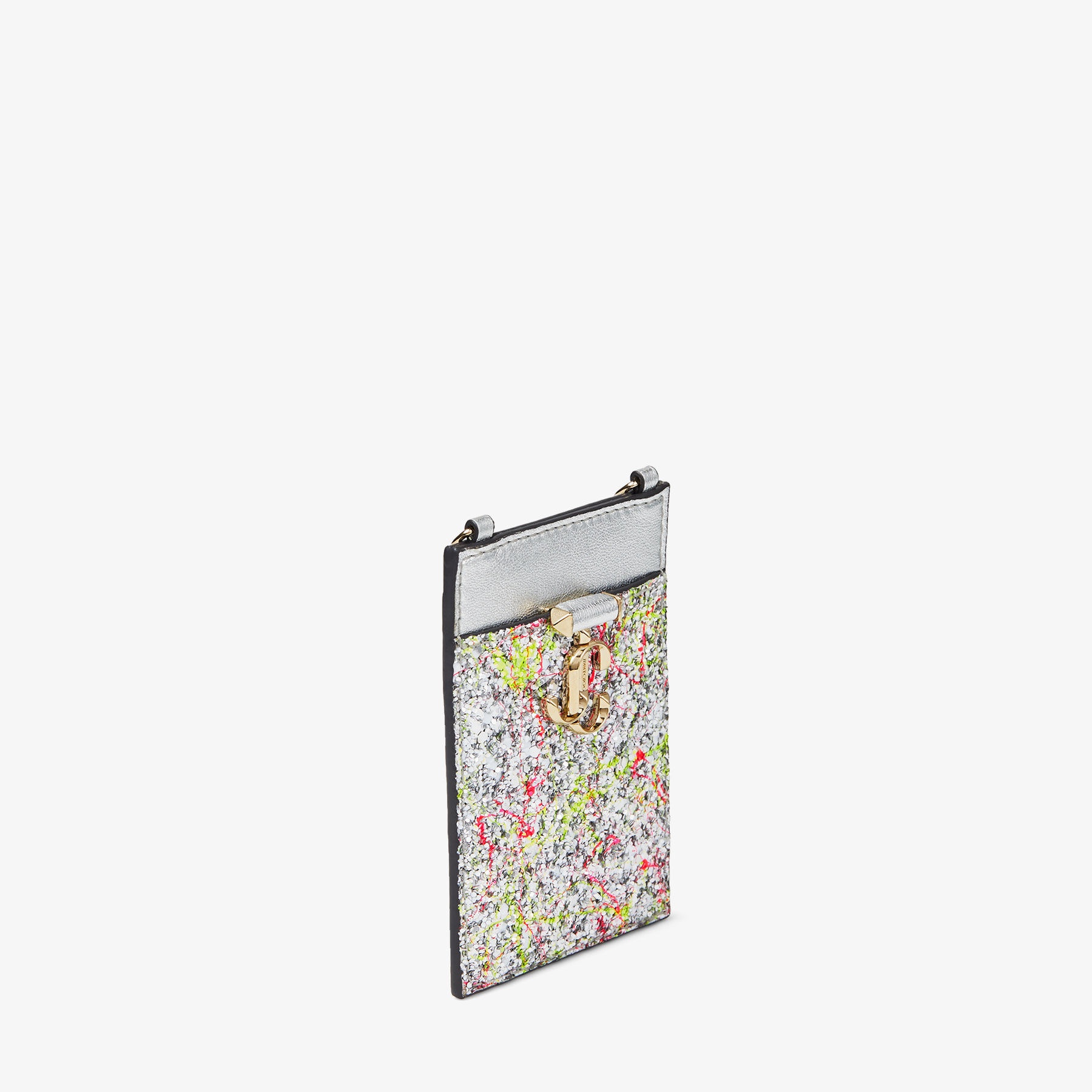 Card Holder W/chain
Multicoloured Splattered Coarse Glitter Fabric Card Holder with Chain - 3