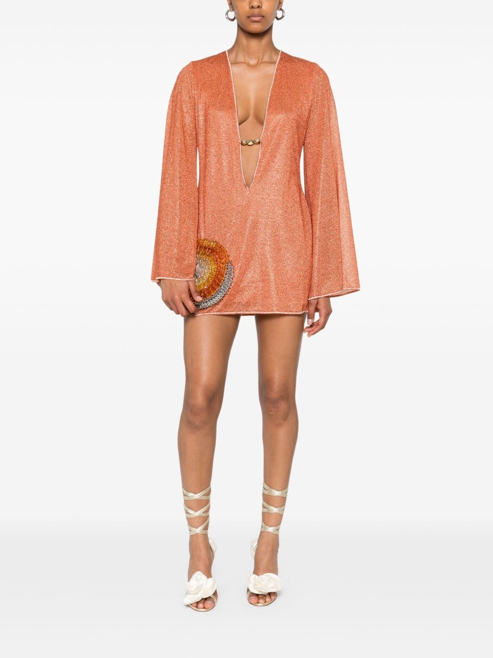 lurex-detail mini dress - 2