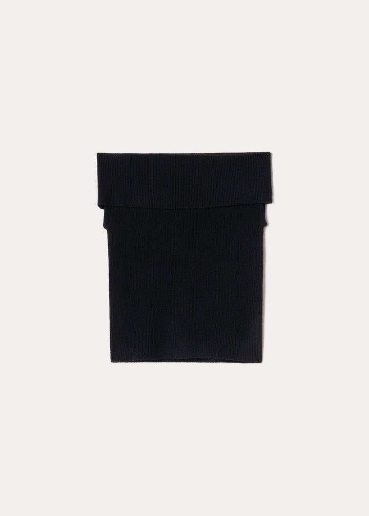 Off-shoulder rib knit top black - 1