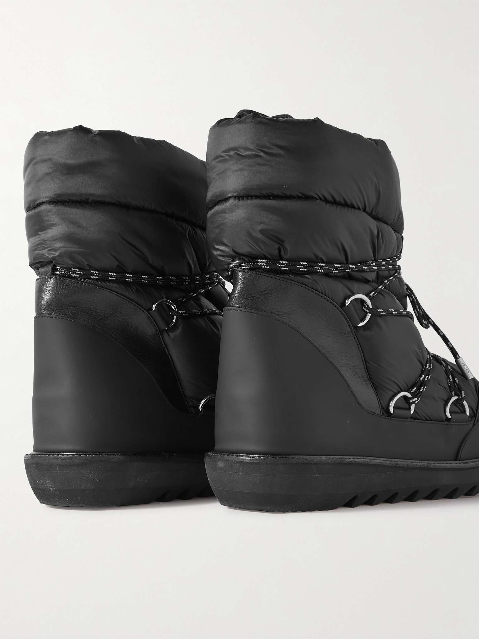 Quilted Shell and Leather Lace-Up Boots - 5