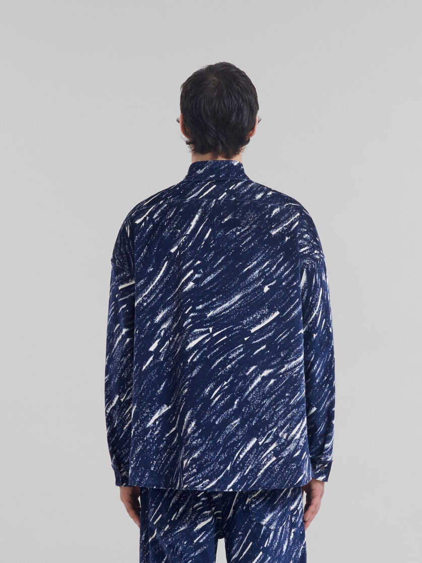 BLUE FLOCKED DENIM OVERSIZED SHIRT WITH CRAYON PRINT - 3