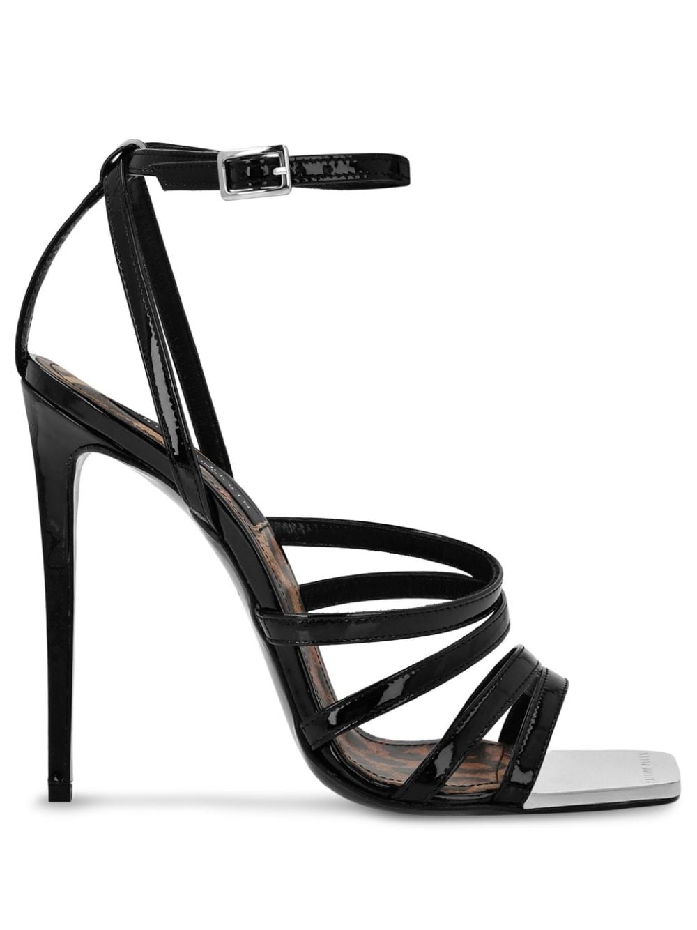 square-toe patent leather sandals - 1