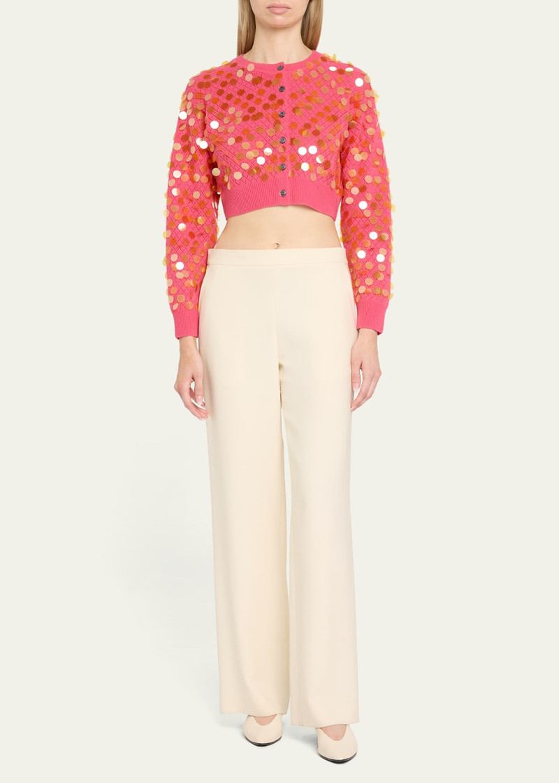 ZANKOV Mina Sequined Wool Cropped Cardigan outlook