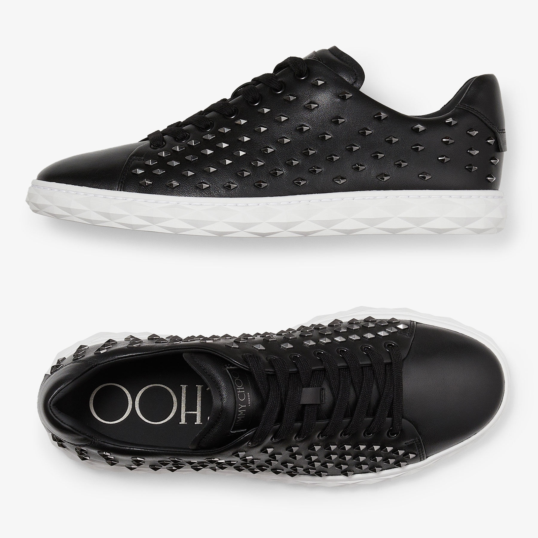 Diamond Light/M
Black Nappa Low-Top Trainers with Studs - 4