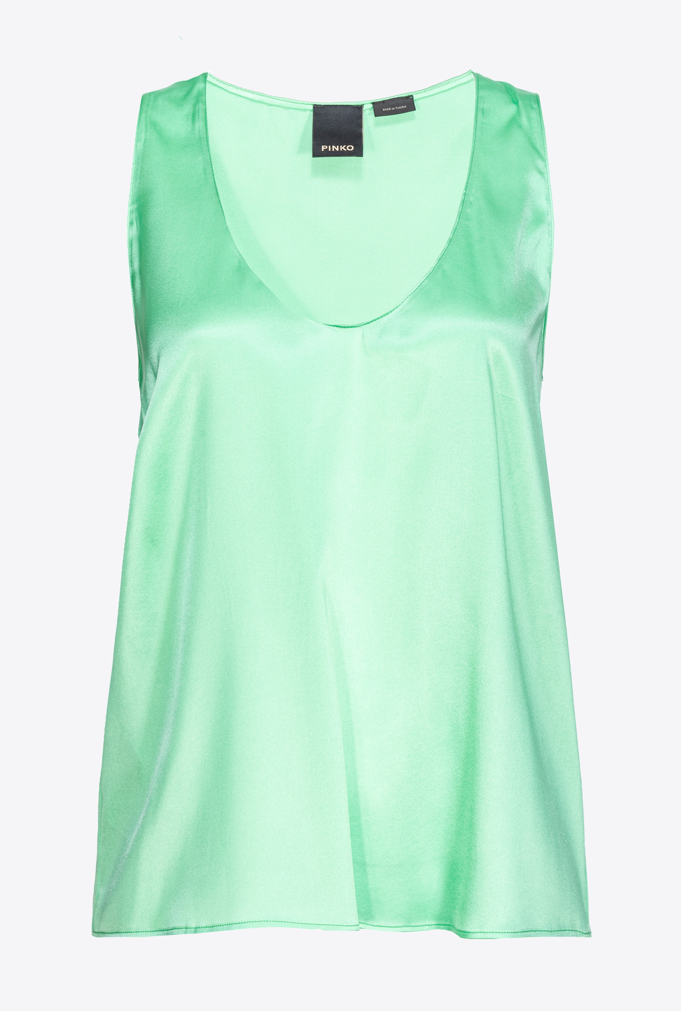 SLEEVELESS STRETCH SATIN TOP - 1