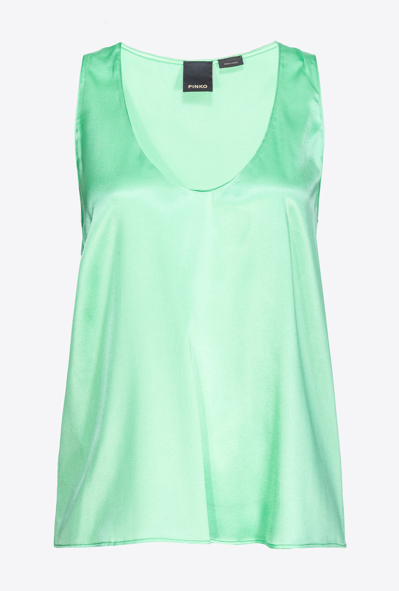 SLEEVELESS STRETCH SATIN TOP 1