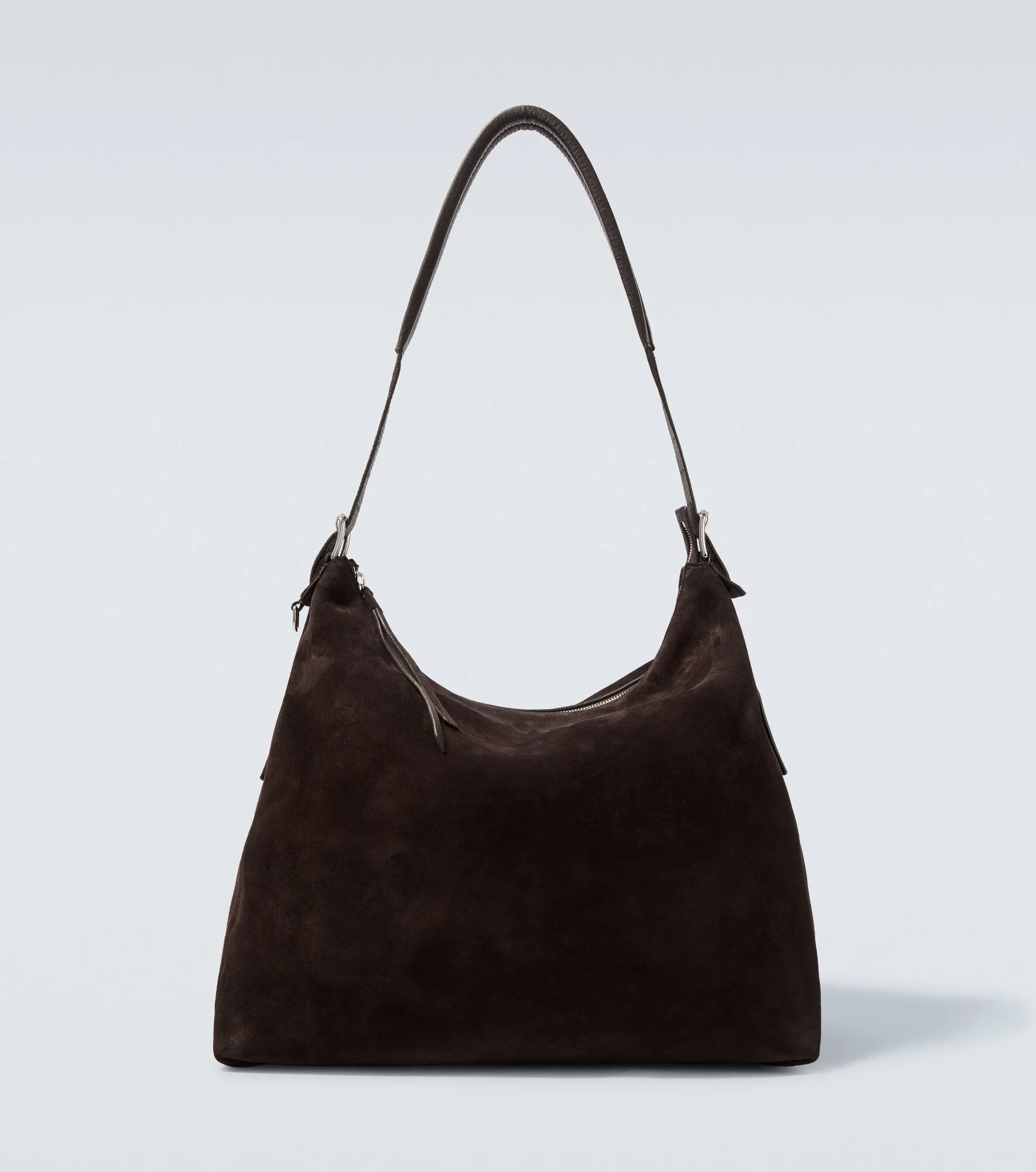 Belted suede shoulder bag - 1