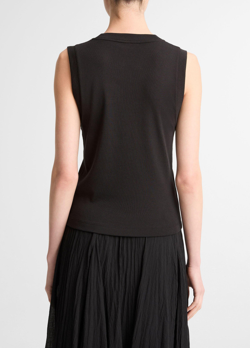 Vince Pima Cotton-Blend High V-Neck Shell outlook