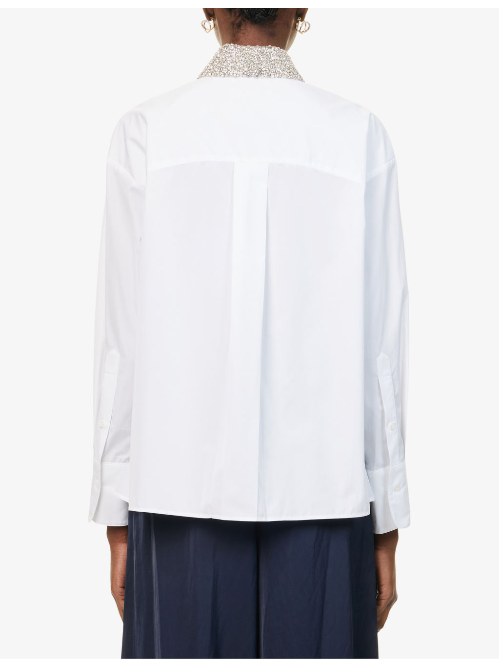 E.B. Crystal-Collar Cotton-Poplin Shirt - 4