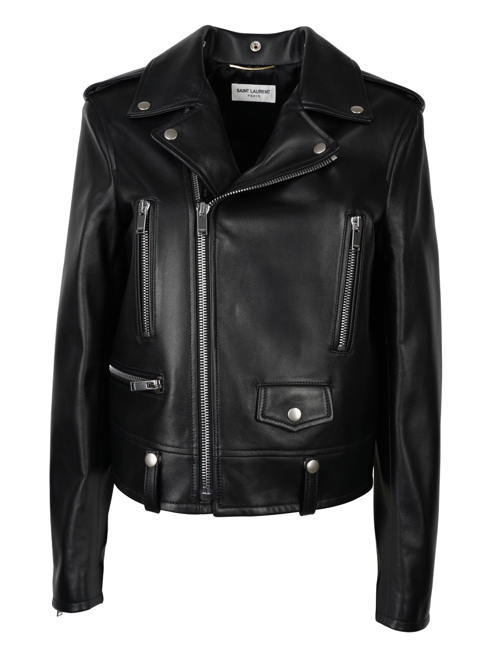 SAINT LAURENT SAINT LAURENT PARIS BLACK MOTO LEATHER JACKET