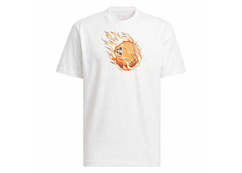 adidas On Fire Basketball Graphic Tee White 1