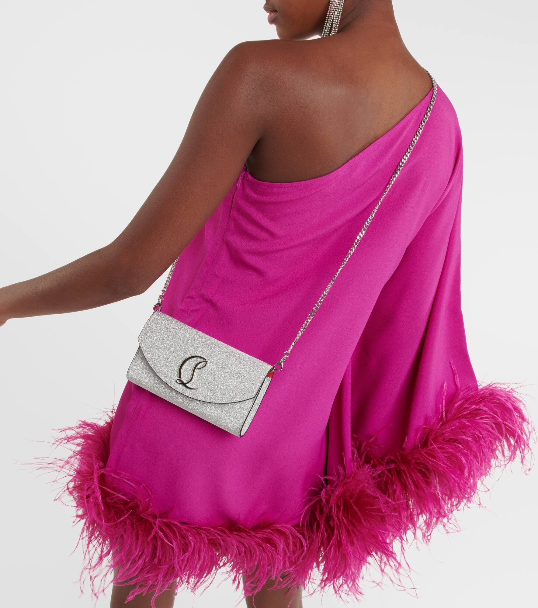 Loubi54 glitter leather clutch - 2