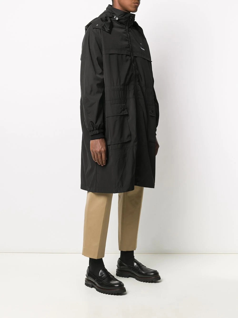 hooded mid-length coat - 3