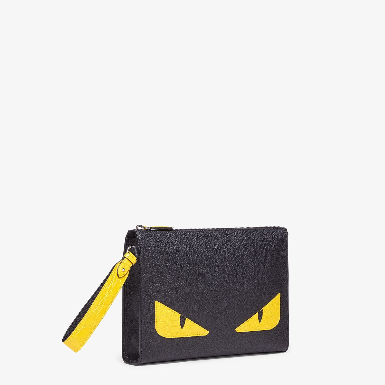 Black and yellow leather pouch - 2