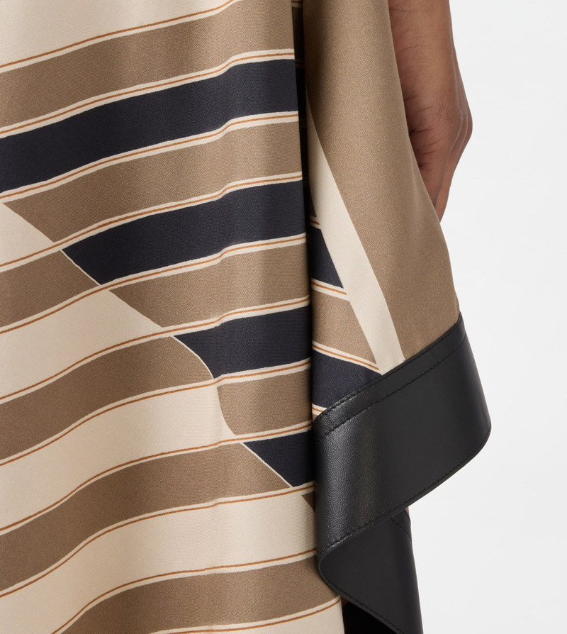 SKIRT IN SILK WITH LEATHER INSERTS - BROWN, BEIGE, OFF WHITE 5