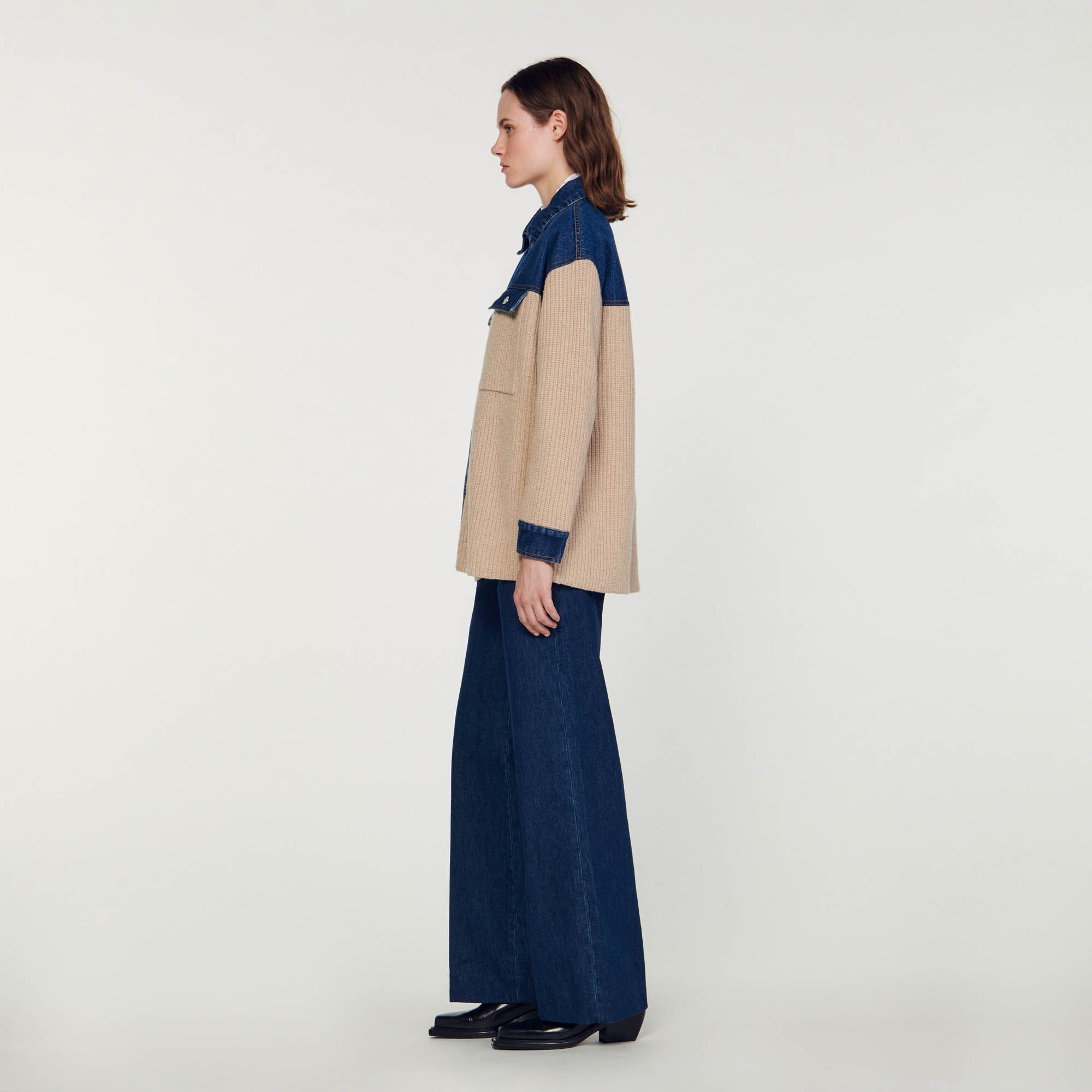 KNIT AND DENIM CARDICOAT - 7