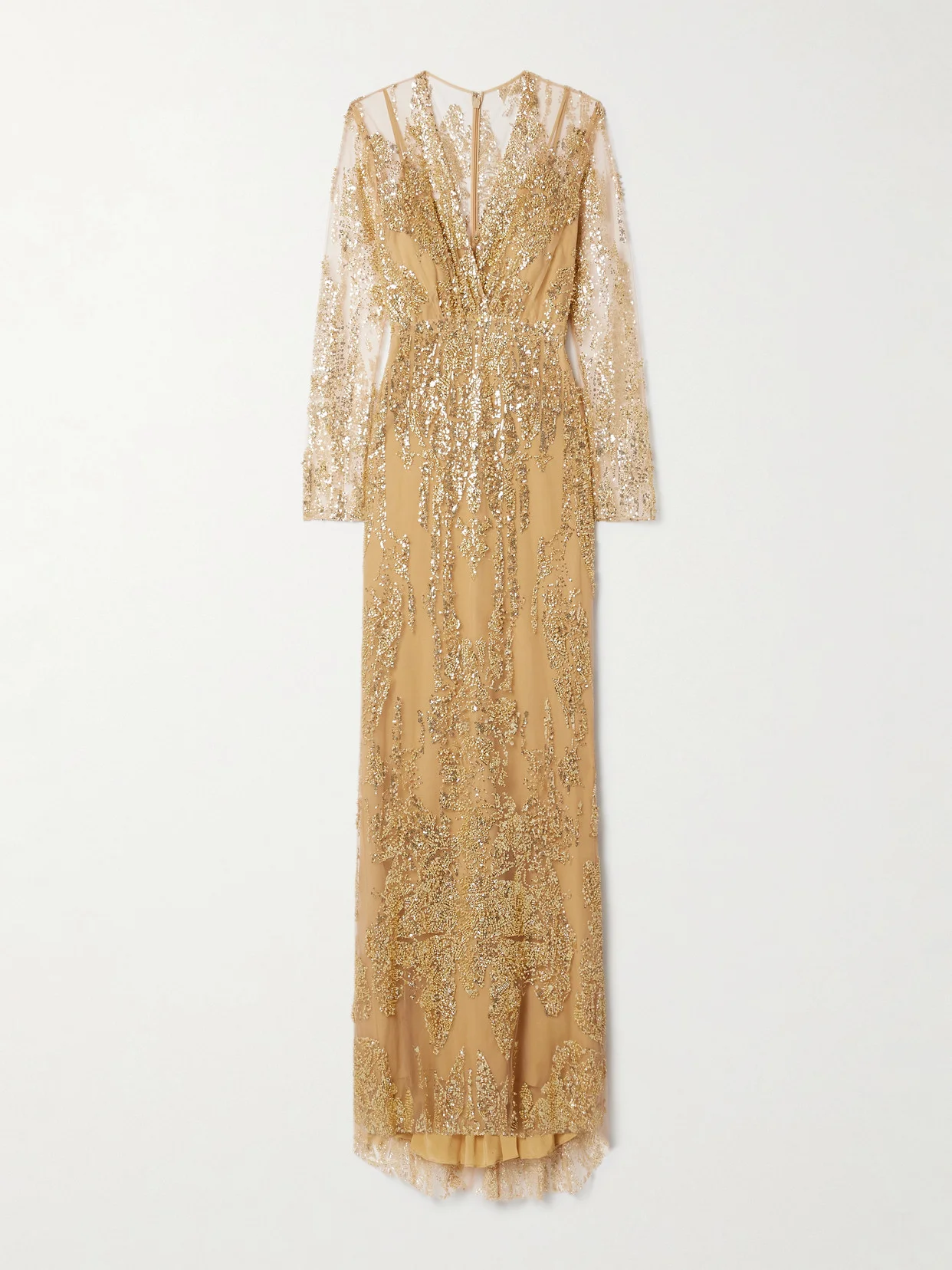 Wrap-effect Embellished Tulle Gown - 1