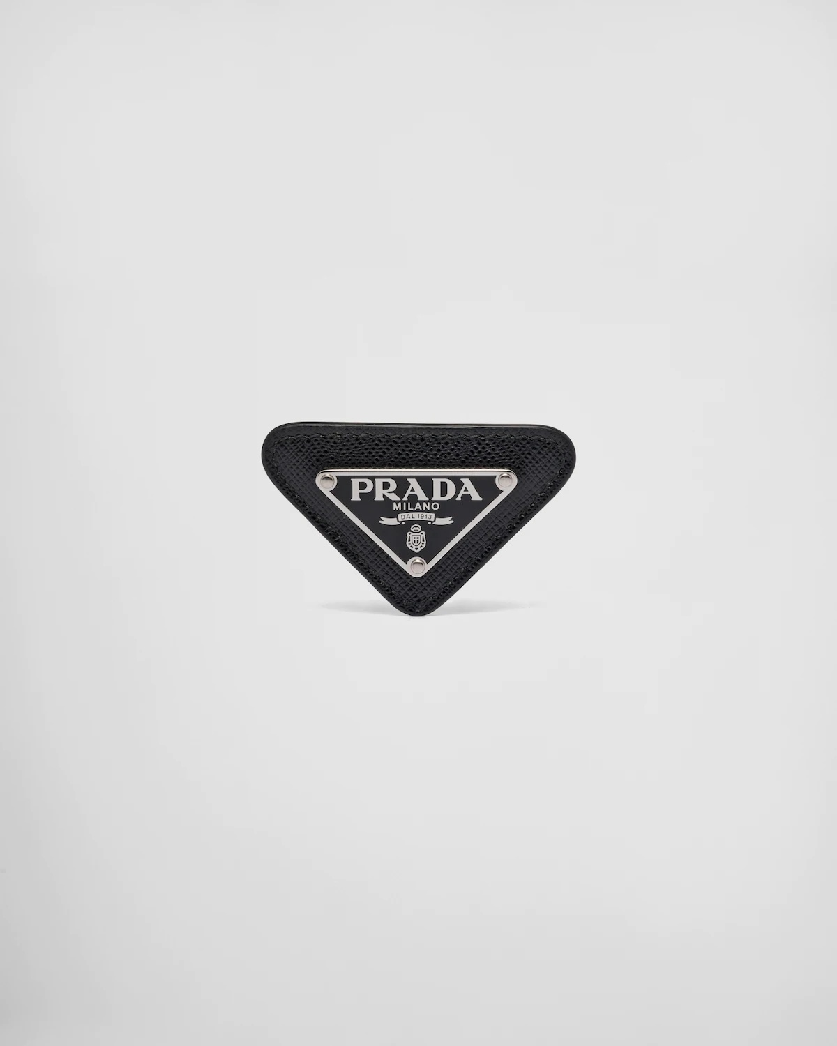 Enameled triangle pin with Saffiano trim - 1