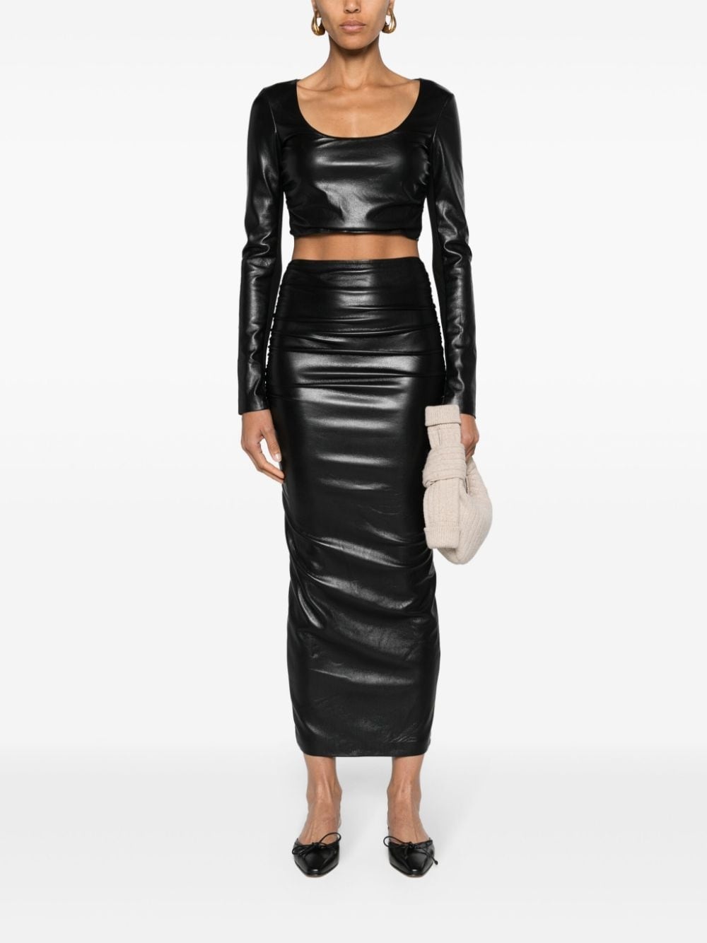 scoop-neck ruched crop top - 2