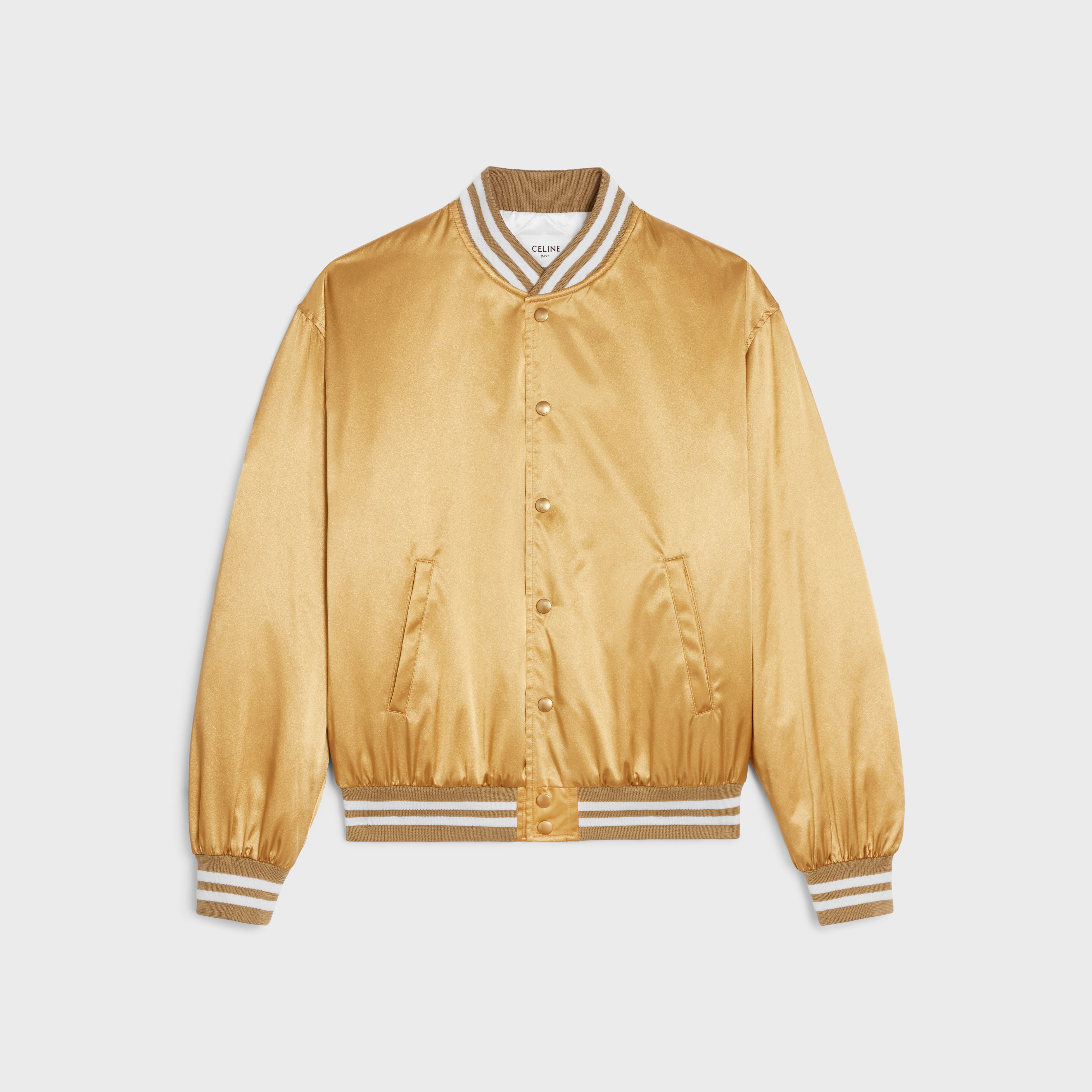 CELINE Embroidered tiger teddy jacket in satin-finish nylon