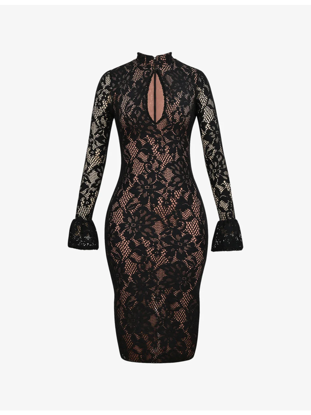 Pierette keyhole-neck stretch-lace midi dress - 1