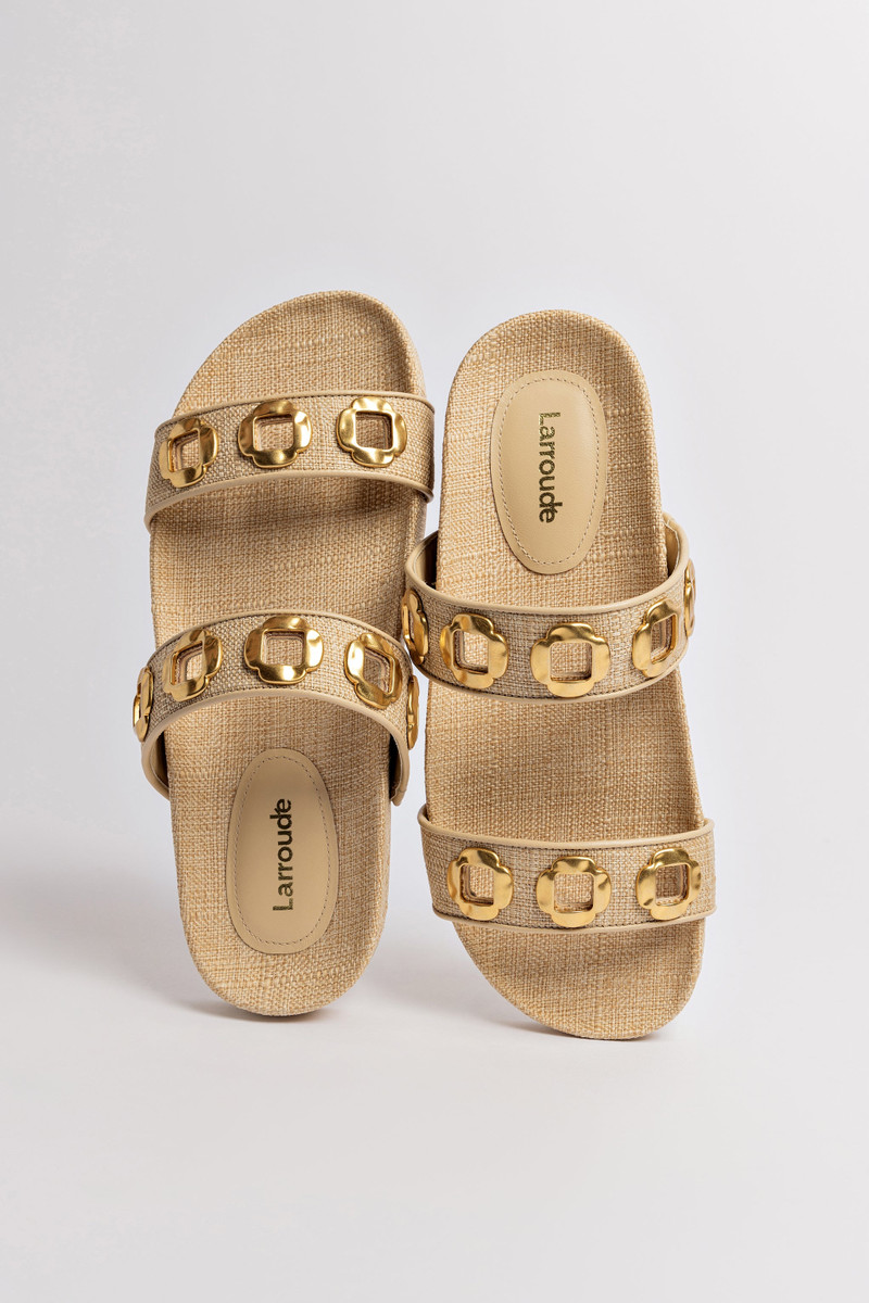 Milan Slide In Beige Raffia 6