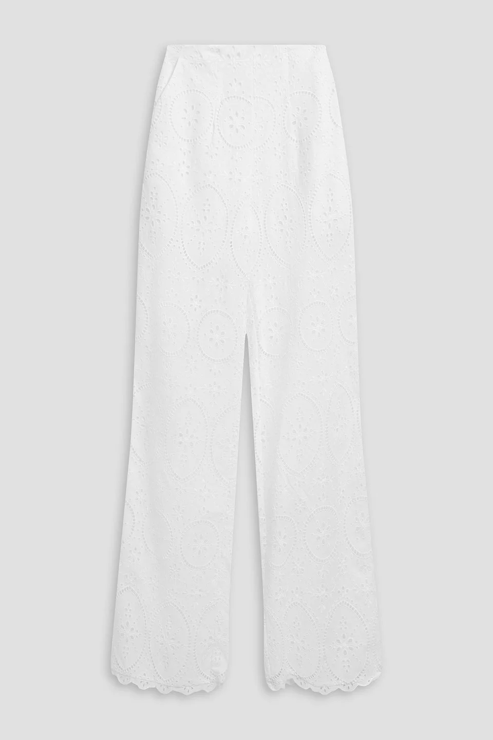 Brigid broderie anglaise cotton-blend wide-leg pants - 1