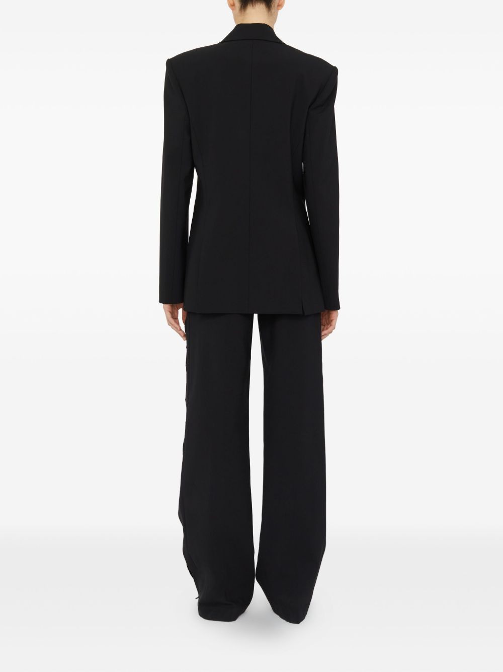 padded-shoulder single-button blazer - 4