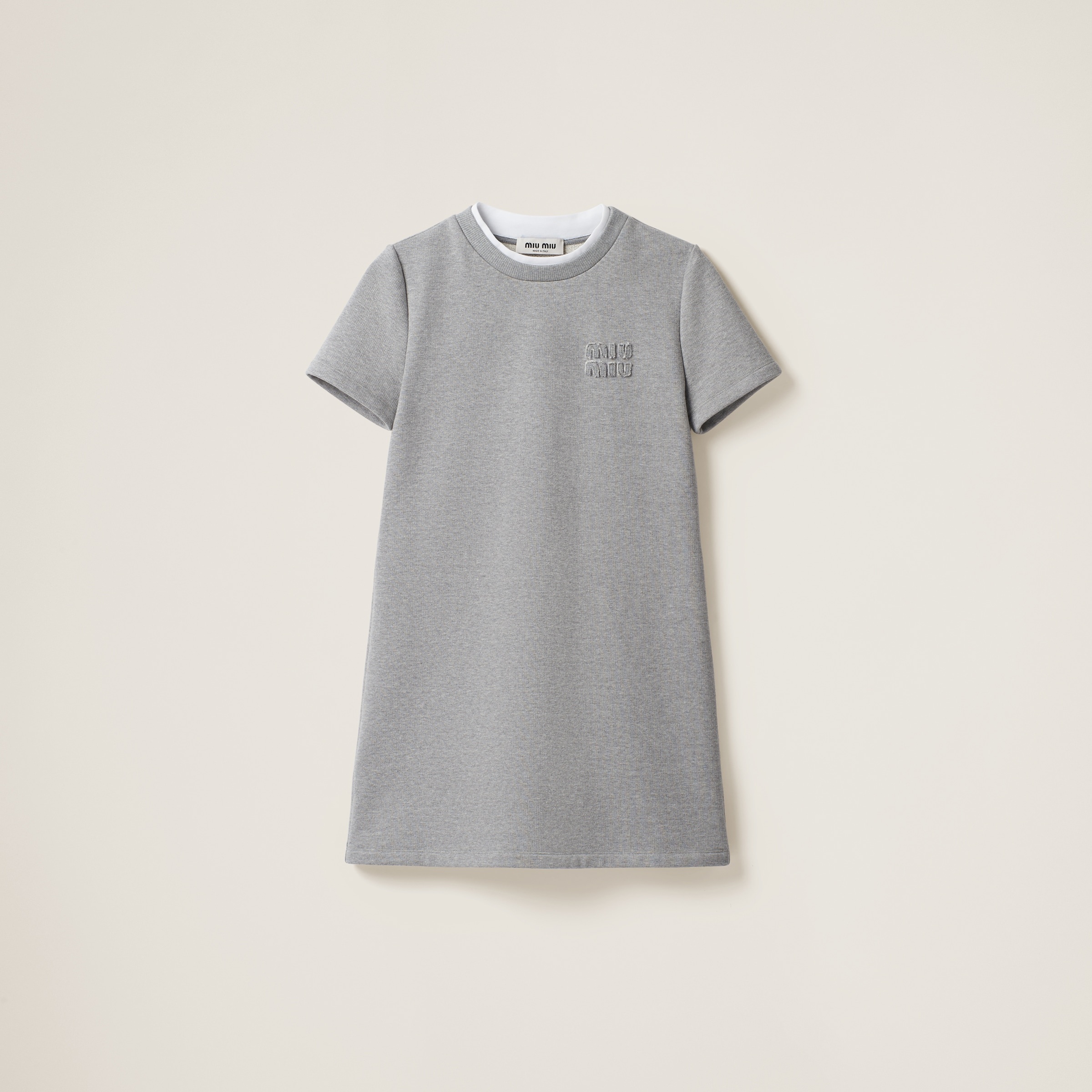 Embroidered cotton fleece dress - 1