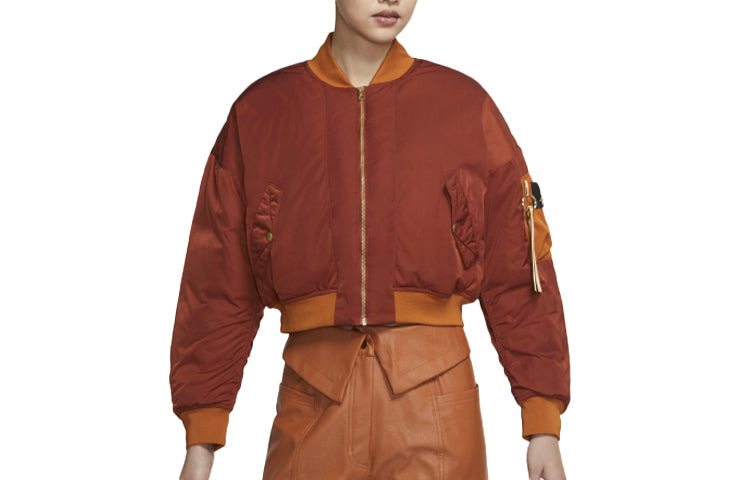 (WMNS) Air Jordan Flight Jacket 'Orange Brown' CW6449-832 - 2