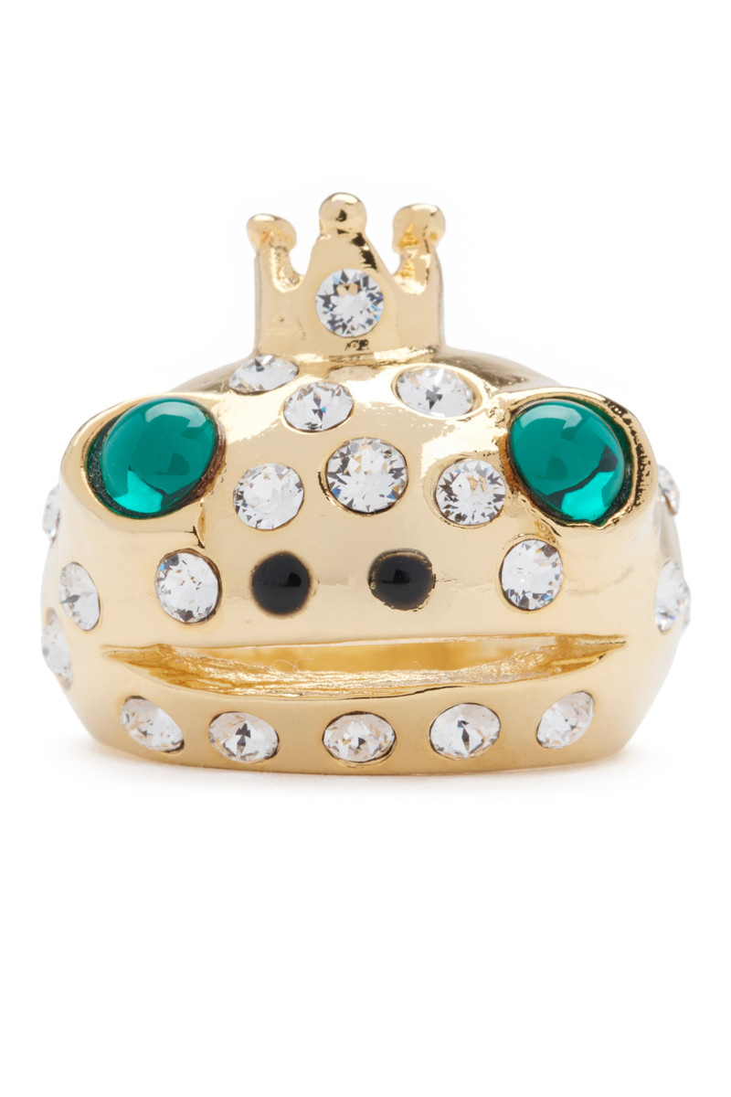 EMERALD GOLD FRECKLES FROG PRINCE RING 1