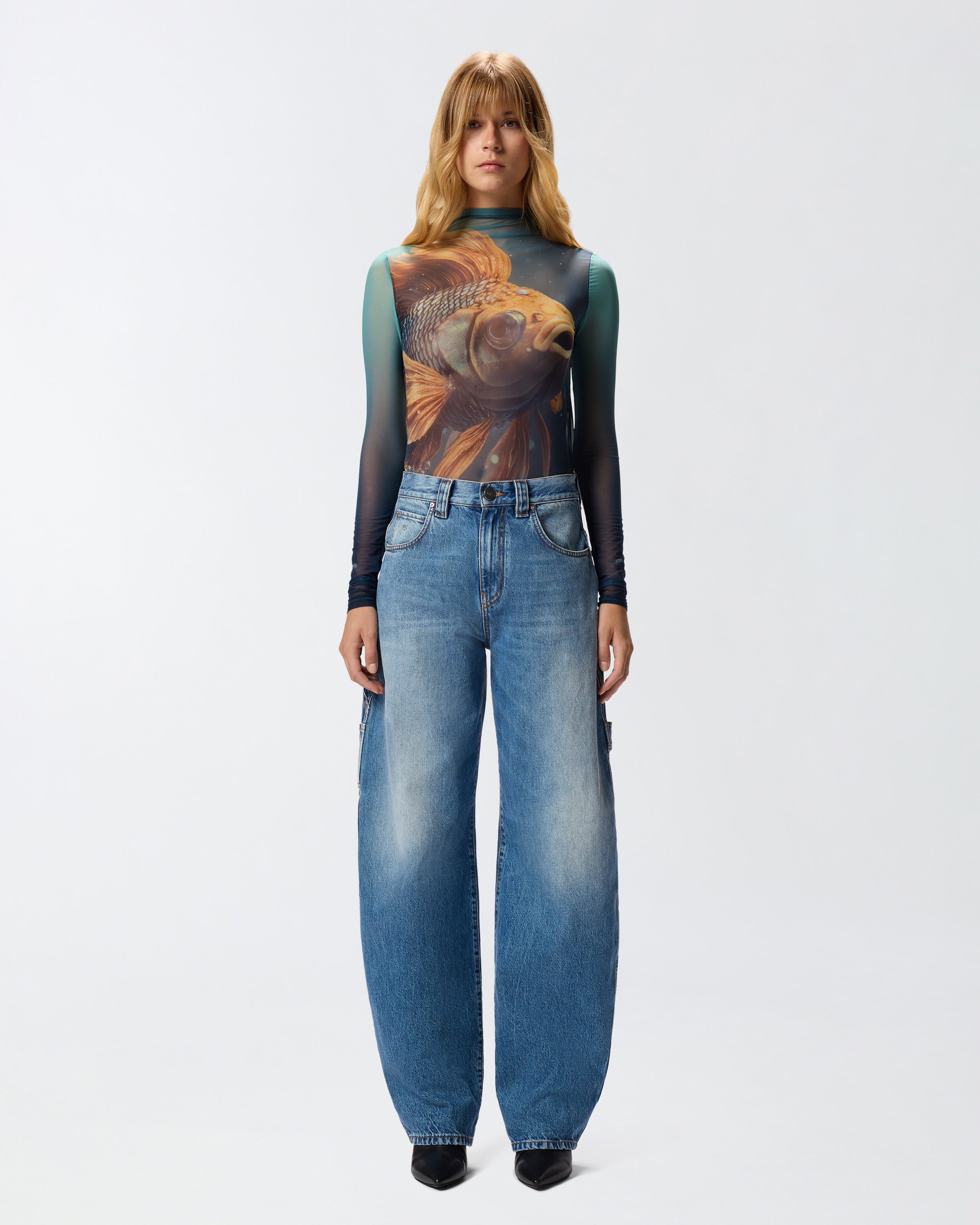 PRINTED TULLE SWEATER - 3