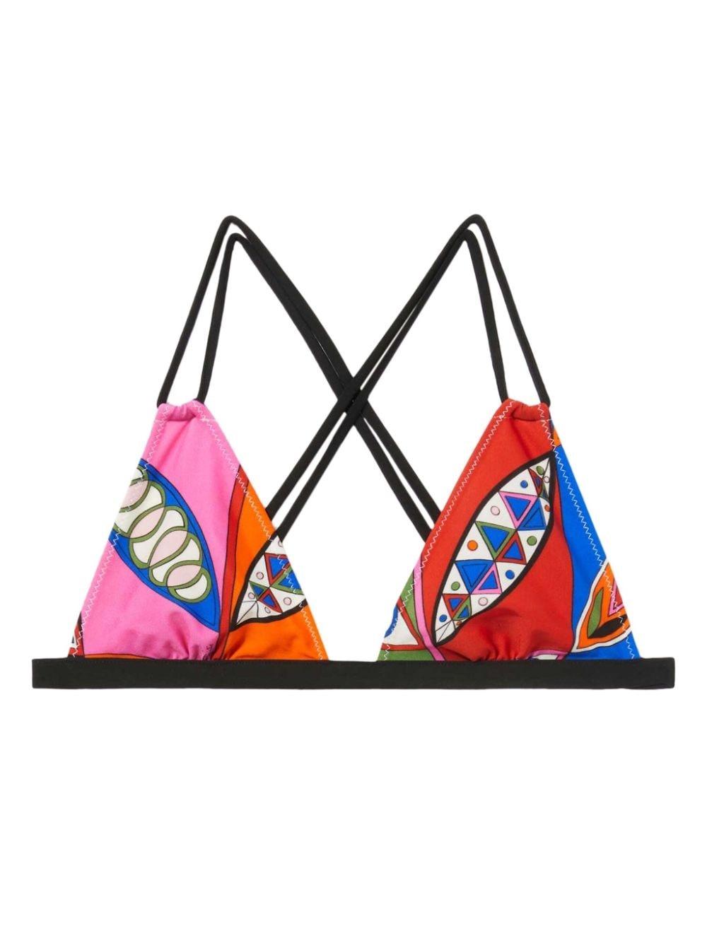 geometric-print triangle bikini top - 1