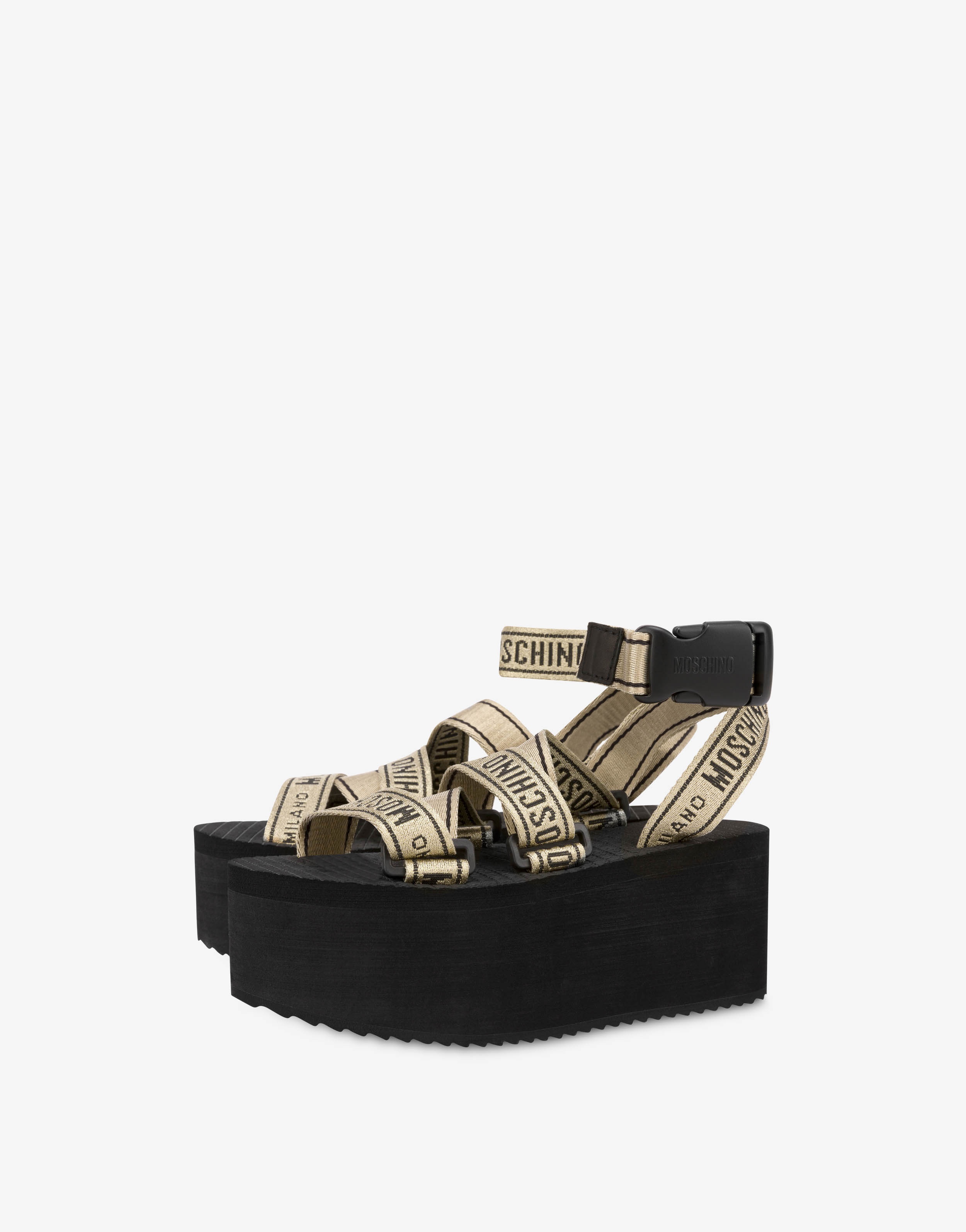 LOGO TAPE WEDGE SANDALS - 1